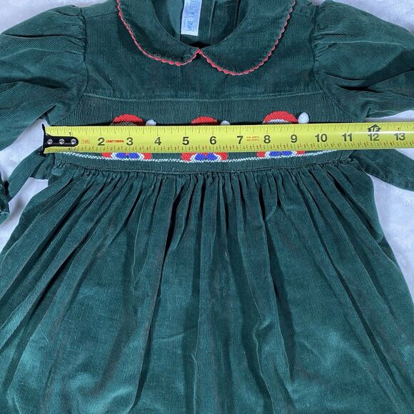 Karla Lacayo Pour Vive Le Fete Girls 18M Christmas Dress Santa Green Corduroy - Picture 8 of 10